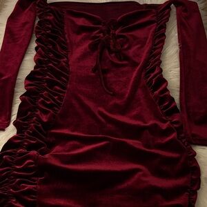 Elegant Burgundy Velvet Dress